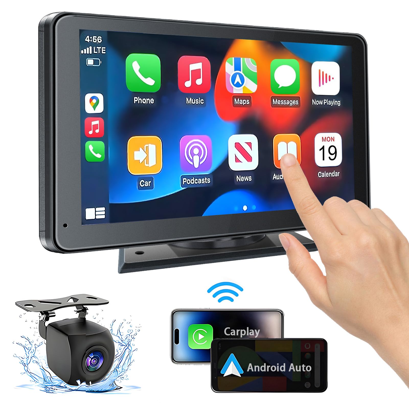 Paslda Portable Newest Wireless Apple Carplay And Android Auto Screen For Car, 7'' Hd Touch Screen Car Stereo With Mirror Link,